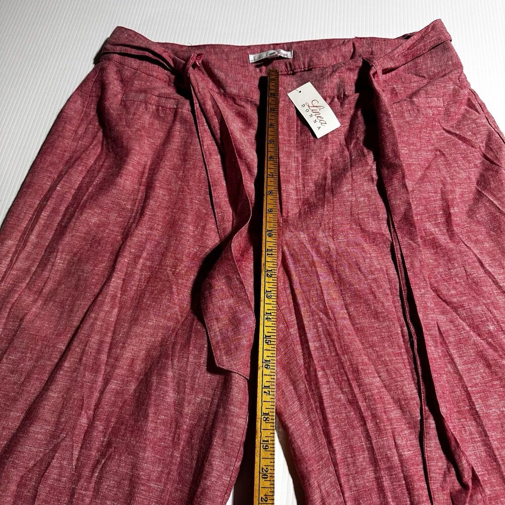 Linea Donna Linen Blend 2 Piece Set Matching Wide Leg Pants Top Red Sz 1X 2X NWT - Picture 15 of 16